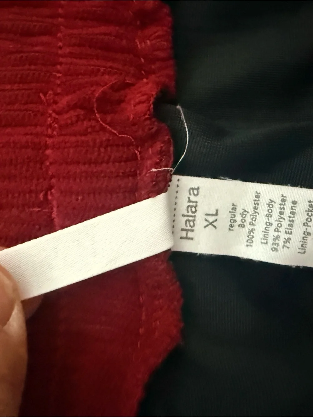 HALARA Deep Red Wide-Leg Corduroy Pants